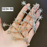 Impression  Star Shape 12 Pcs Silver and Gold color with white stone  Hair Clip set pack of 12pcs}